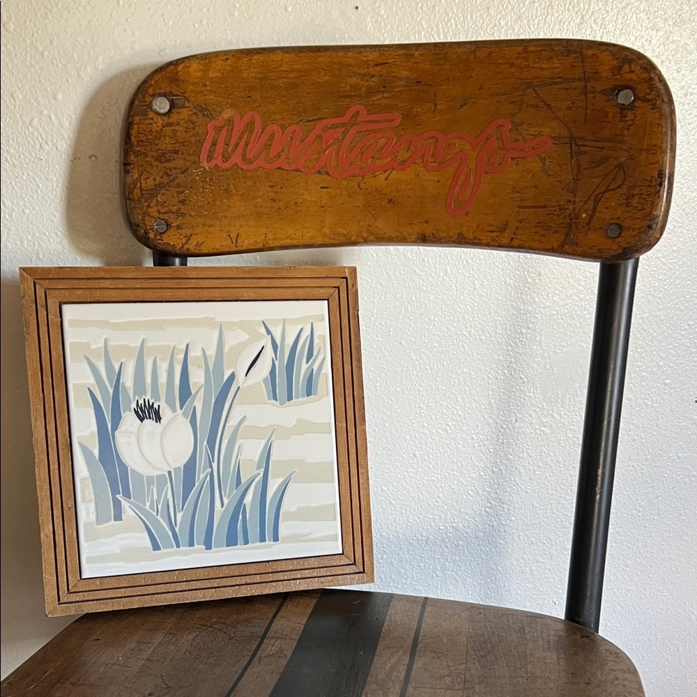 Hand made Mexican tile framed with hanging hook